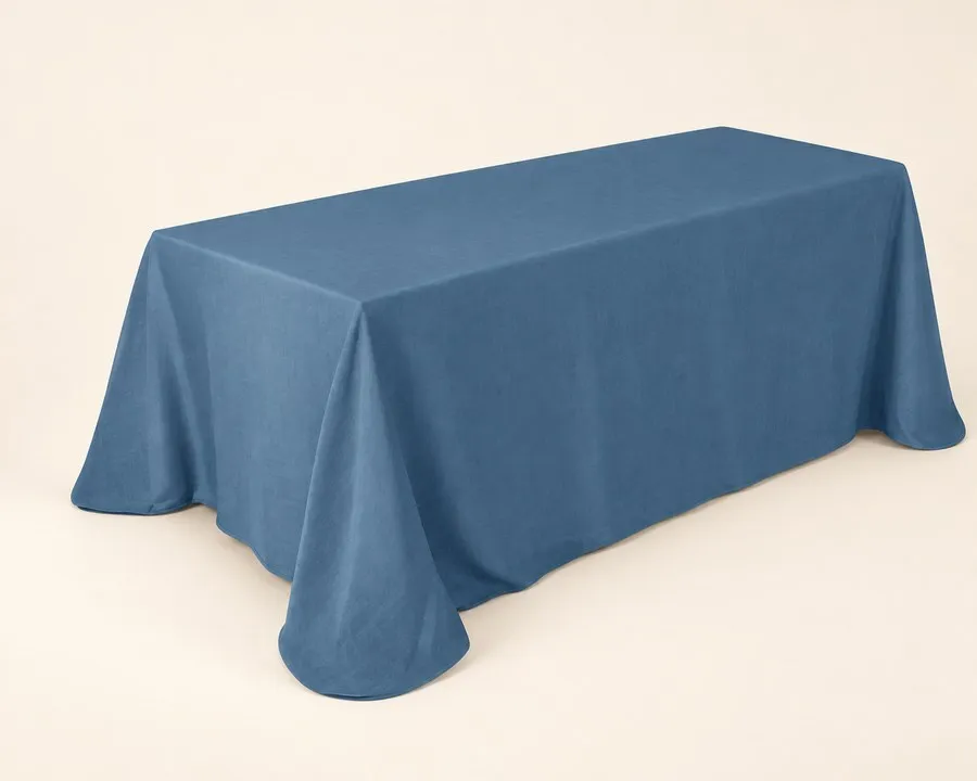 Blue Linen Rectangle Tablecloth 90"x132" (6ft)