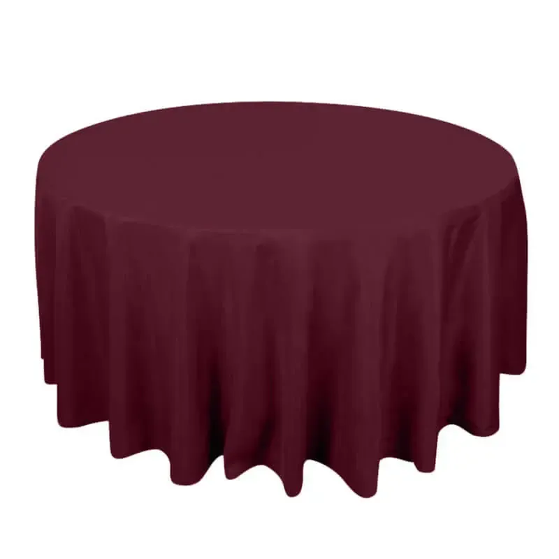 Burgundy Polyester Round Tablecloth 120"