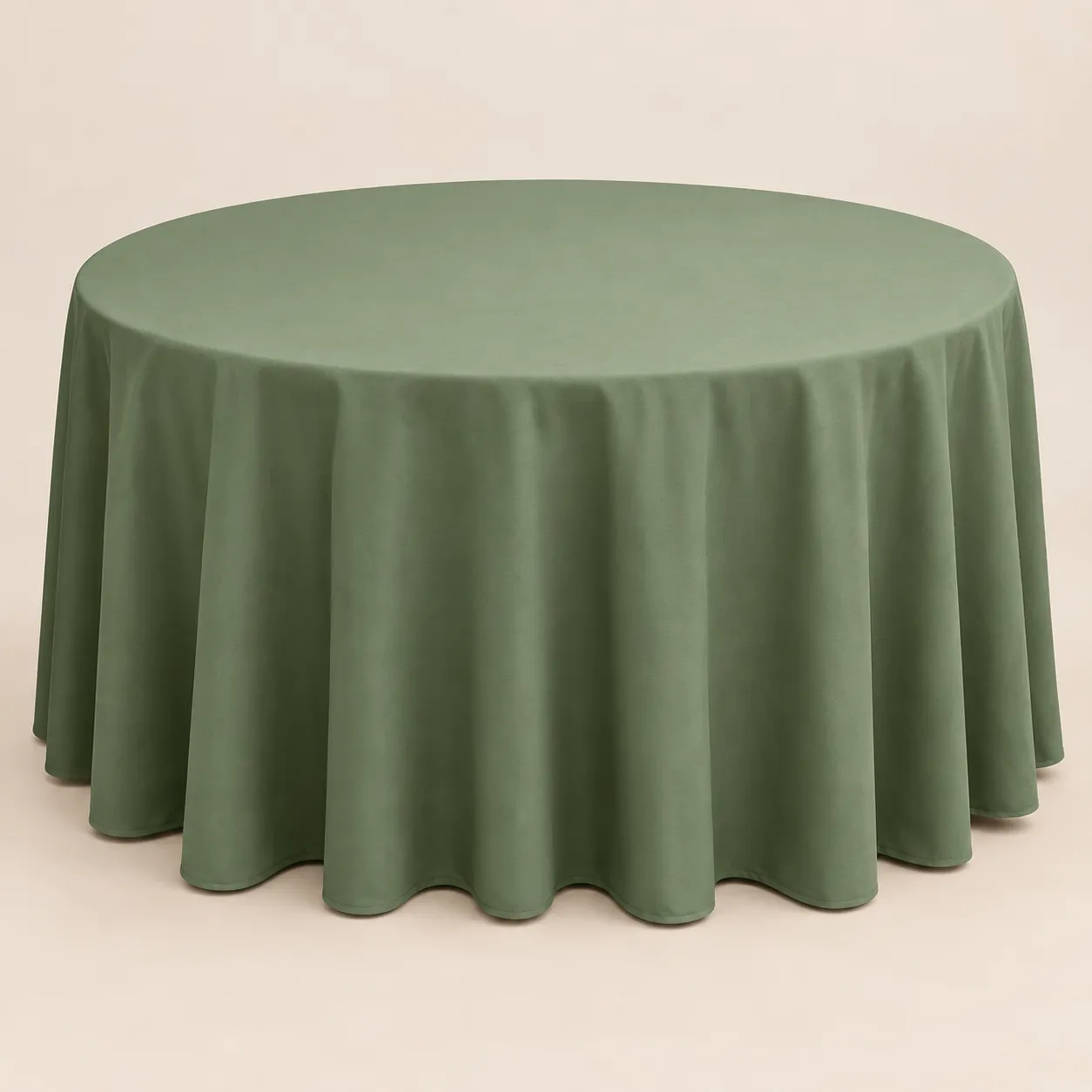 Olive Green Polyester Round Tablecloth 120"
