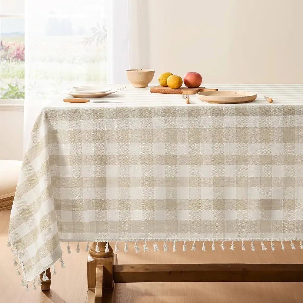 Sage Gingham Rectangle Tablecloth (55"x102")