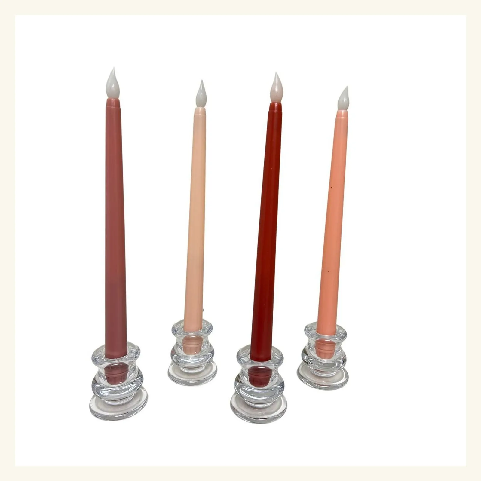Mixed Pink Flameless Taper Candle Collection