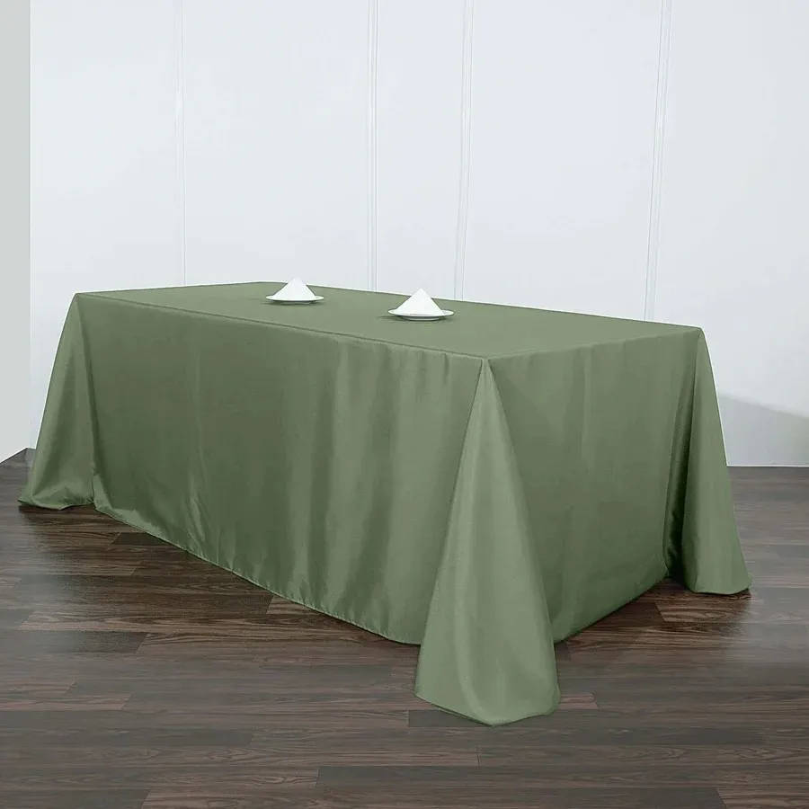 Olive Green Polyester Rectangle Tablecloth 90"x156" (8ft table)