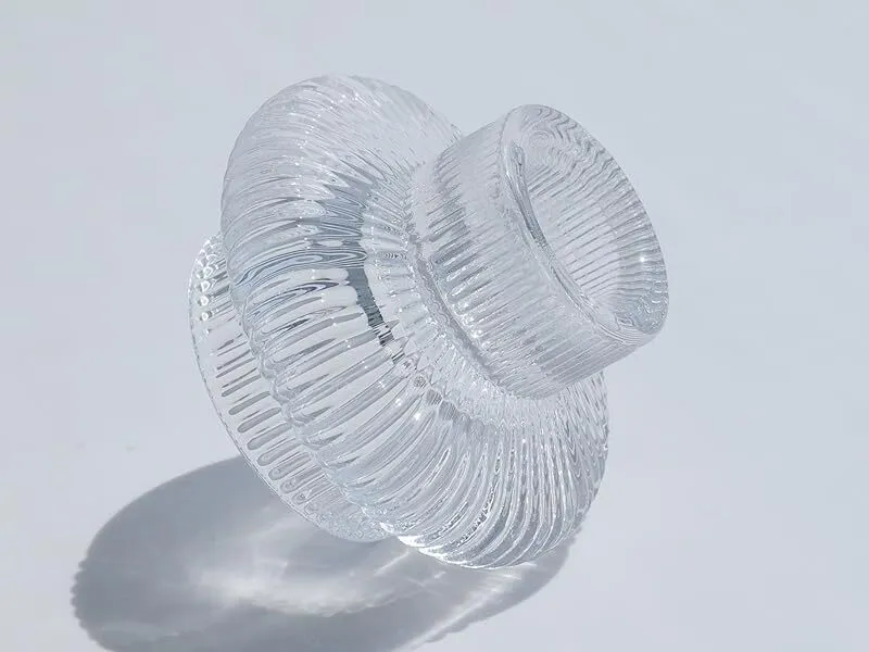 Clear Ribbed Taper Candle Holder