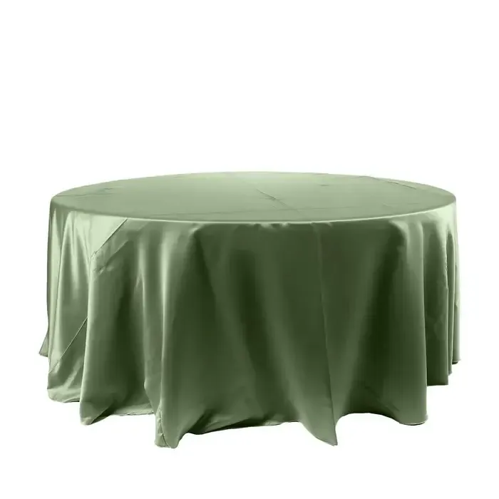 Dusty Sage Green Satin Round Tablecloth 120" 