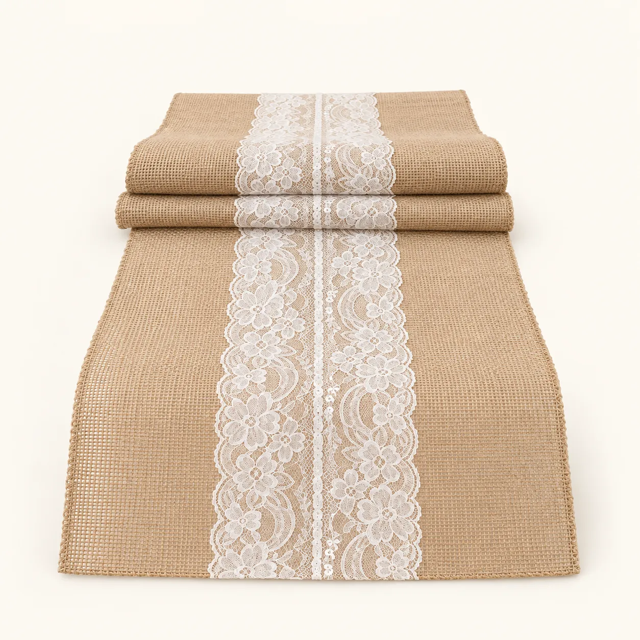 Middle Lace Burlap Runner