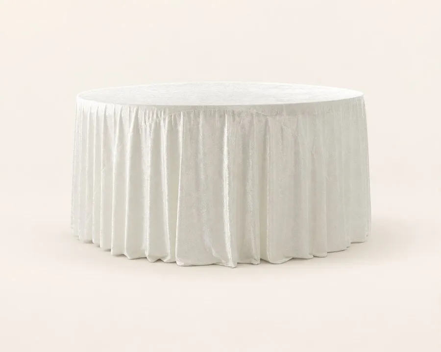Ivory Velvet Round Tablecloth 120"