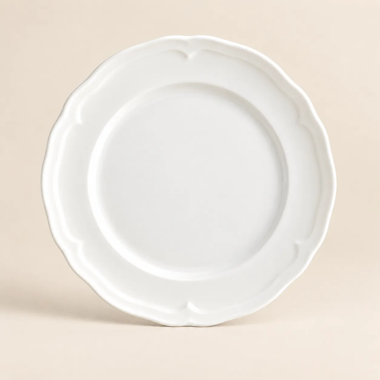 Pearl White Scalloped Salad Plate 8"