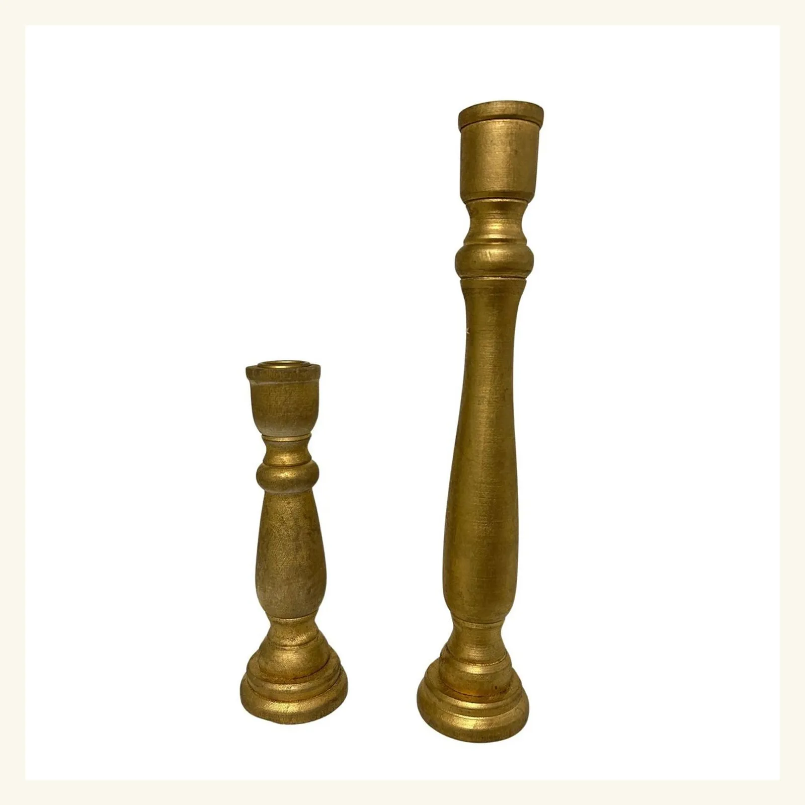Gold Wooden Candlestick Holder