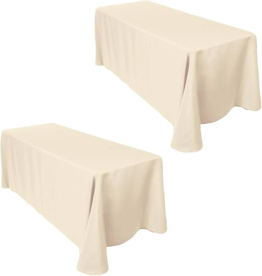 Beige Polyester Rectangle Tablecloth 90"x156" (8ft)