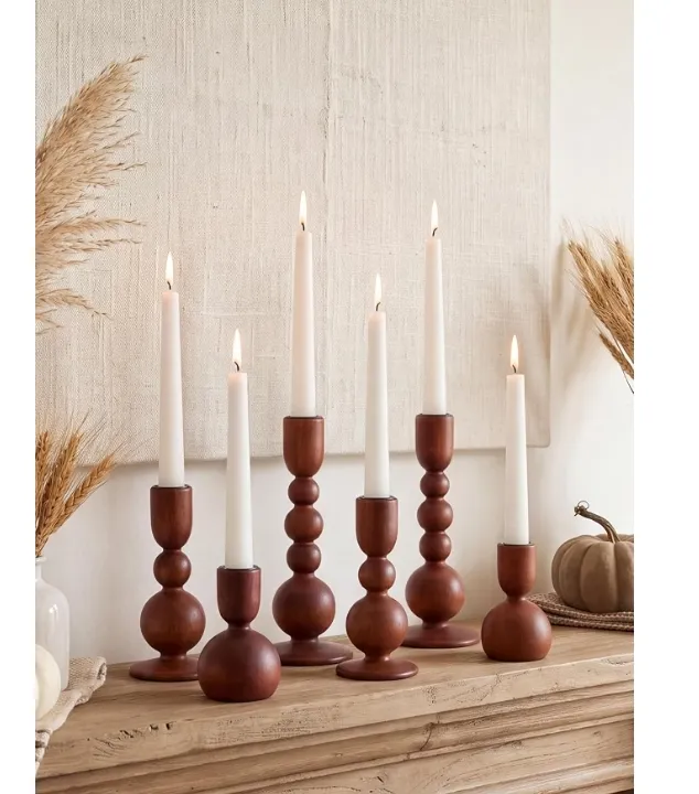 Dark Wood Taper Candle Holder