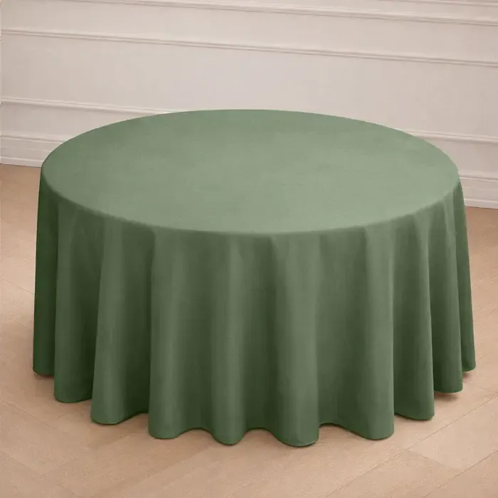 Olive Green Polyester Round Tablecloth 120"
