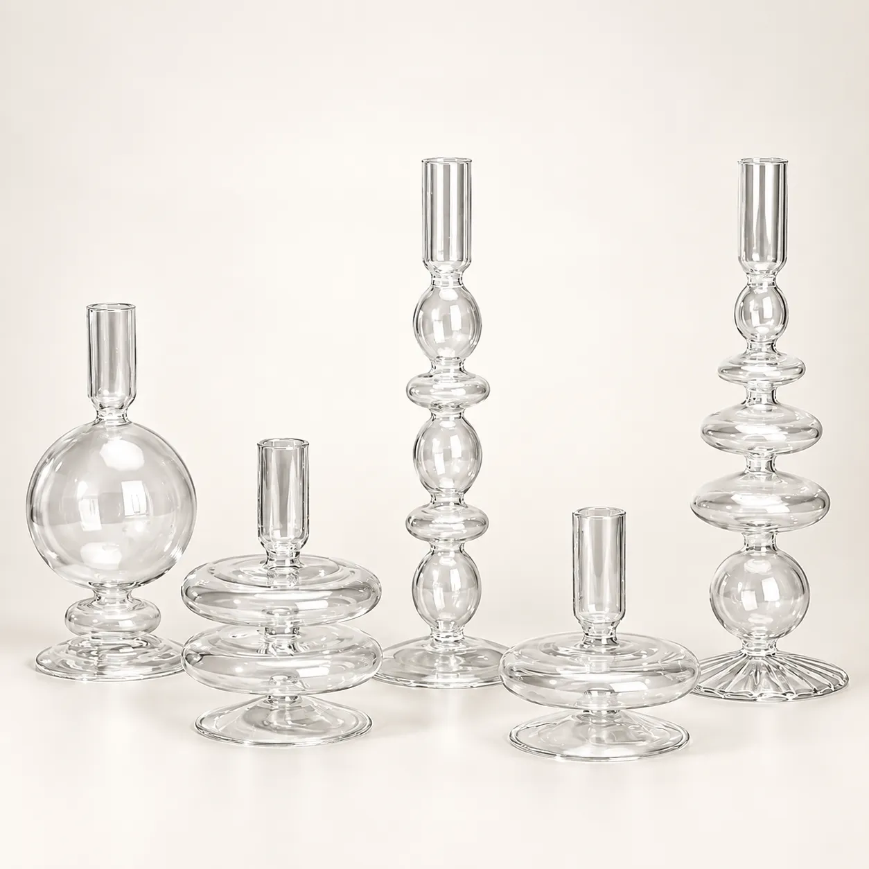 Clear Bubble Taper Candle Holder