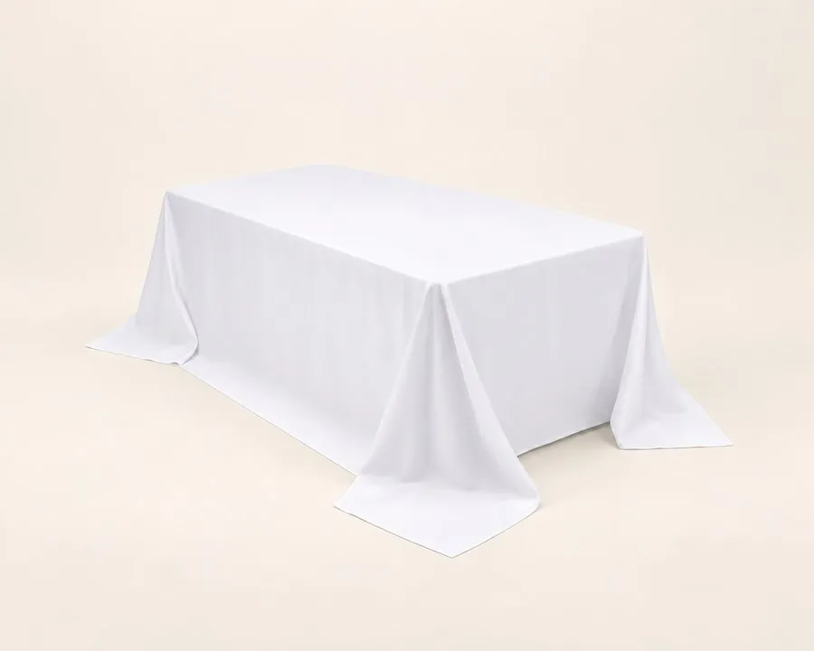White Polyester Rectangle Tablecloth 108"x156" (8ft king)