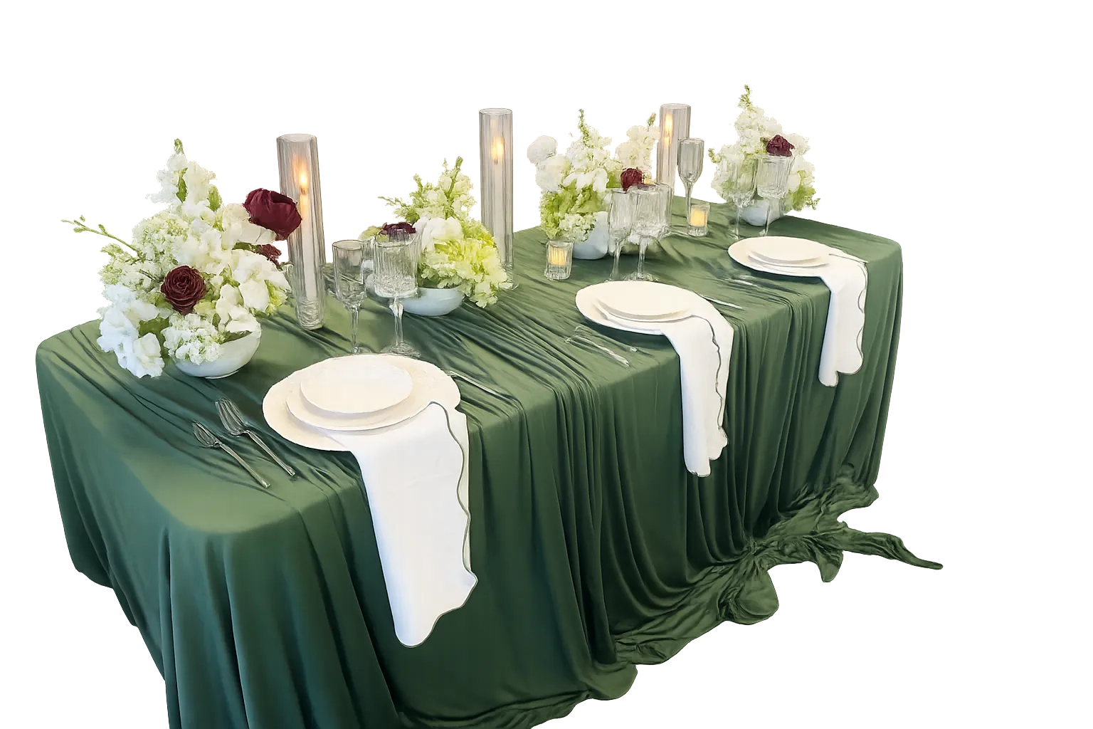 Olive Green Draped Tablecloth