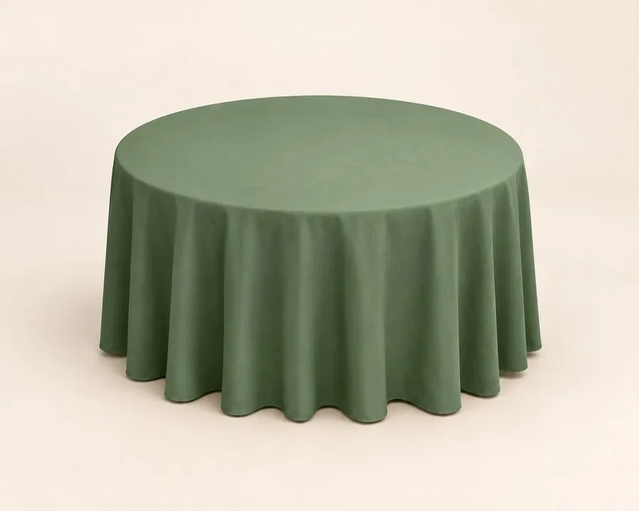 Black Polyester Round Tablecloth 120"