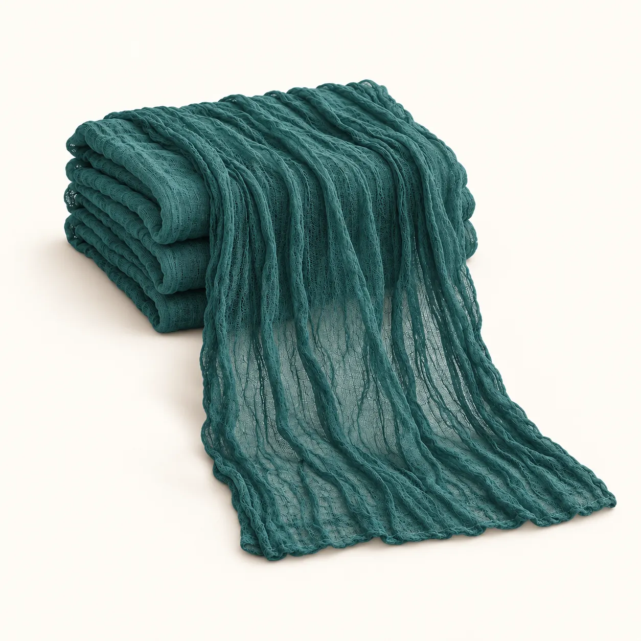 Peacock Teal Cheesecloth Runner 10ft