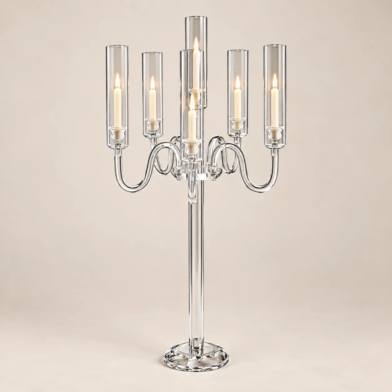 Grand 6-Arm Clear Candelabra