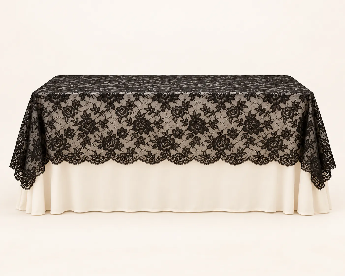  Black Lace Rectangle Tablecloth Overlay 60"x120"