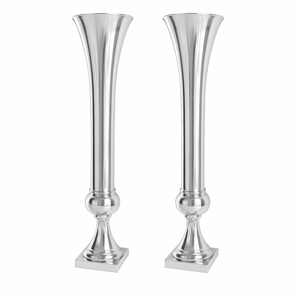 Silver Metal Trumpet Vase