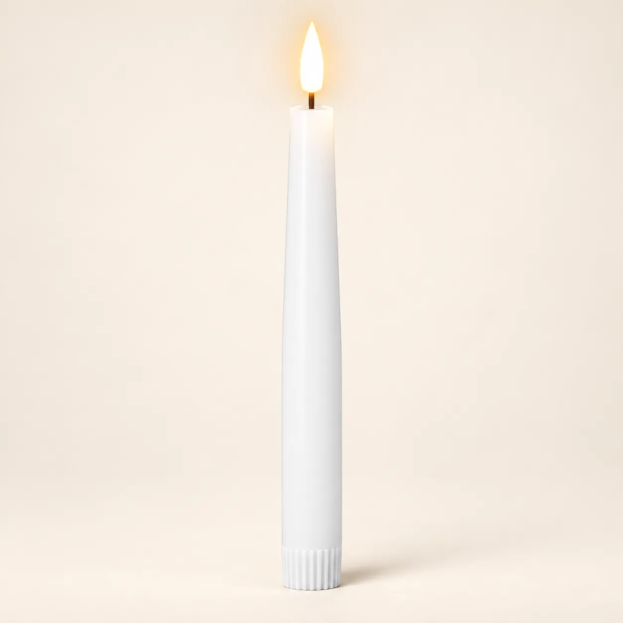 Short White Flameless Real Wax Taper Candle