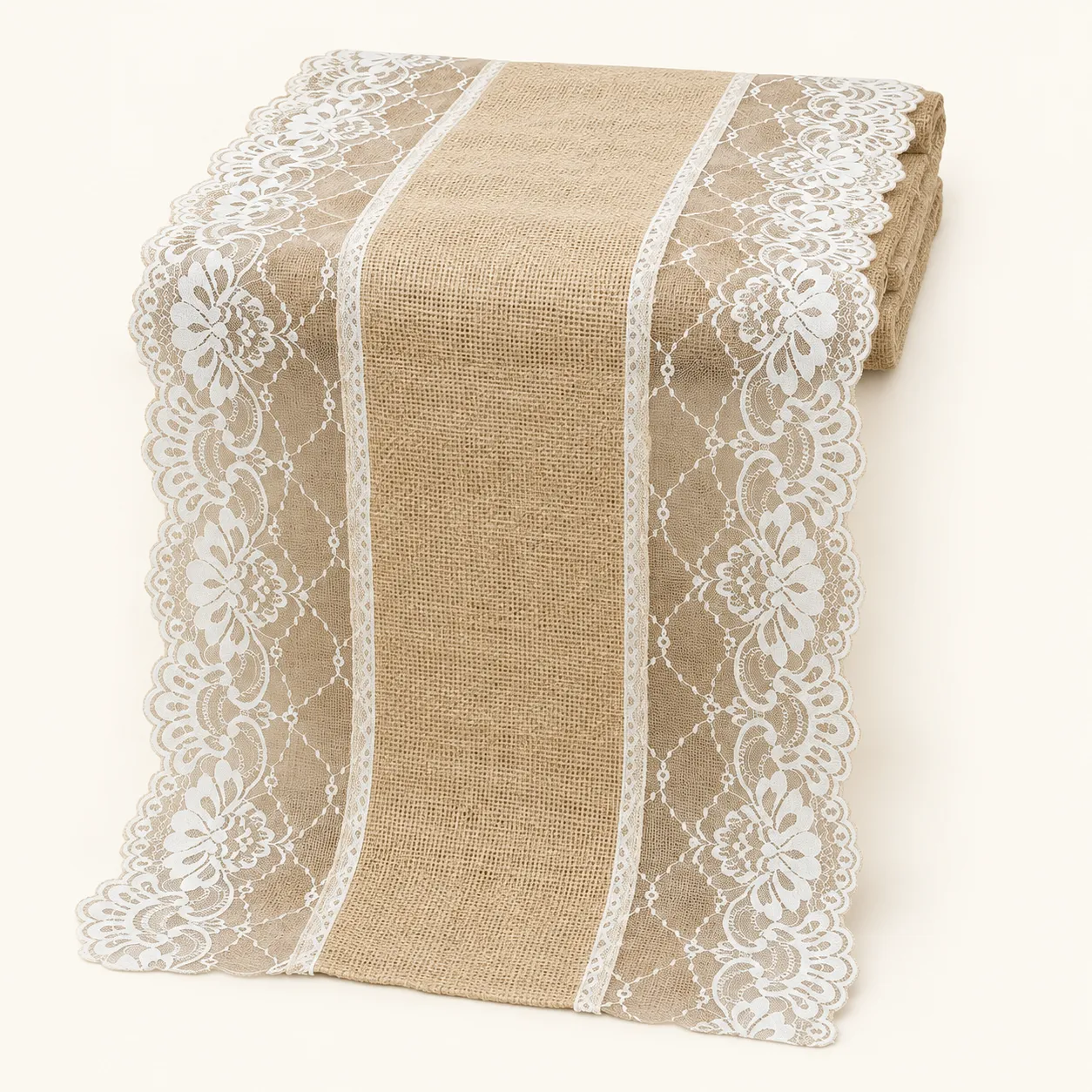 Wide Lace Burlap Runner
