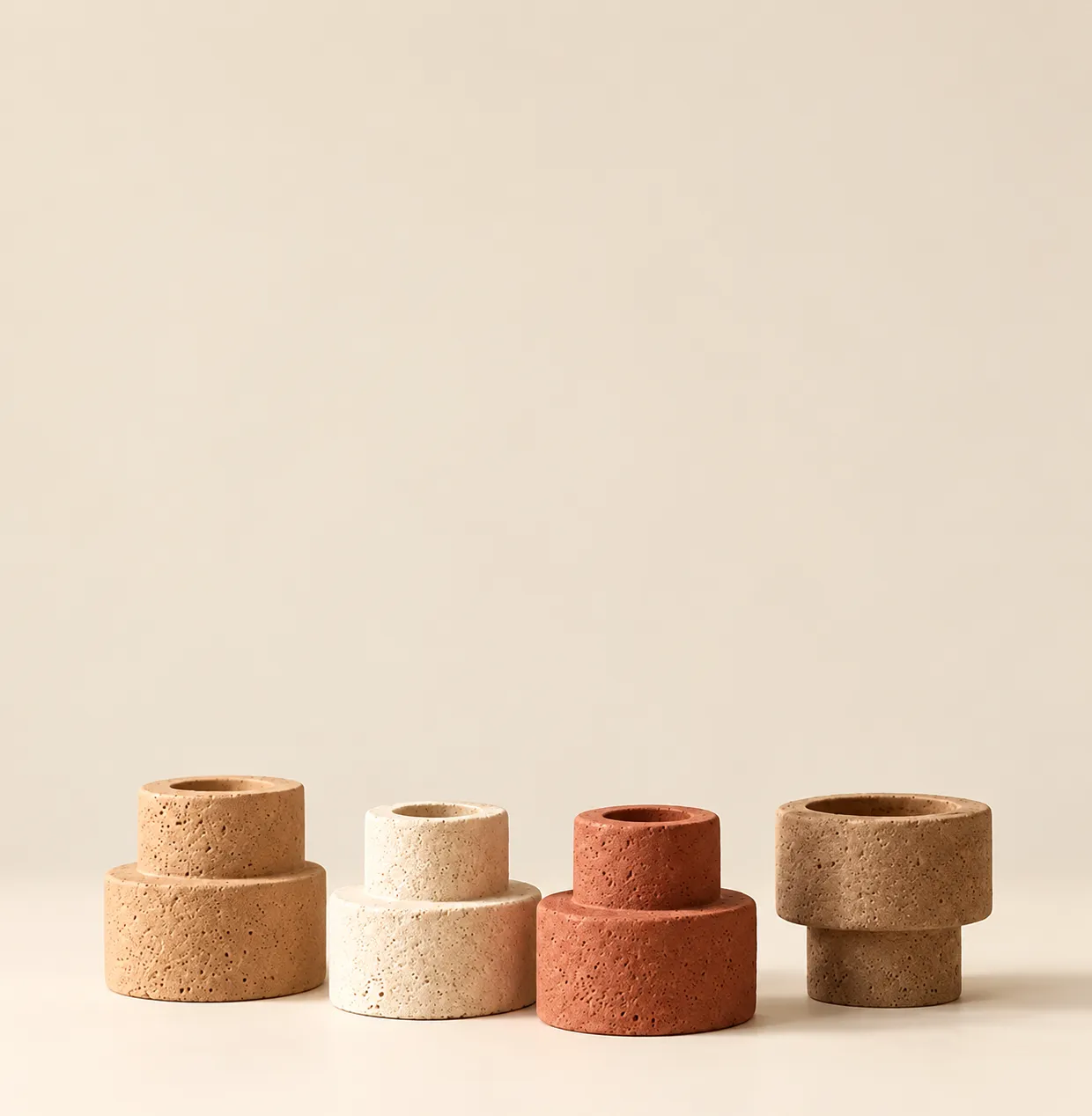 Earthtone Stone Taper Candle Holder