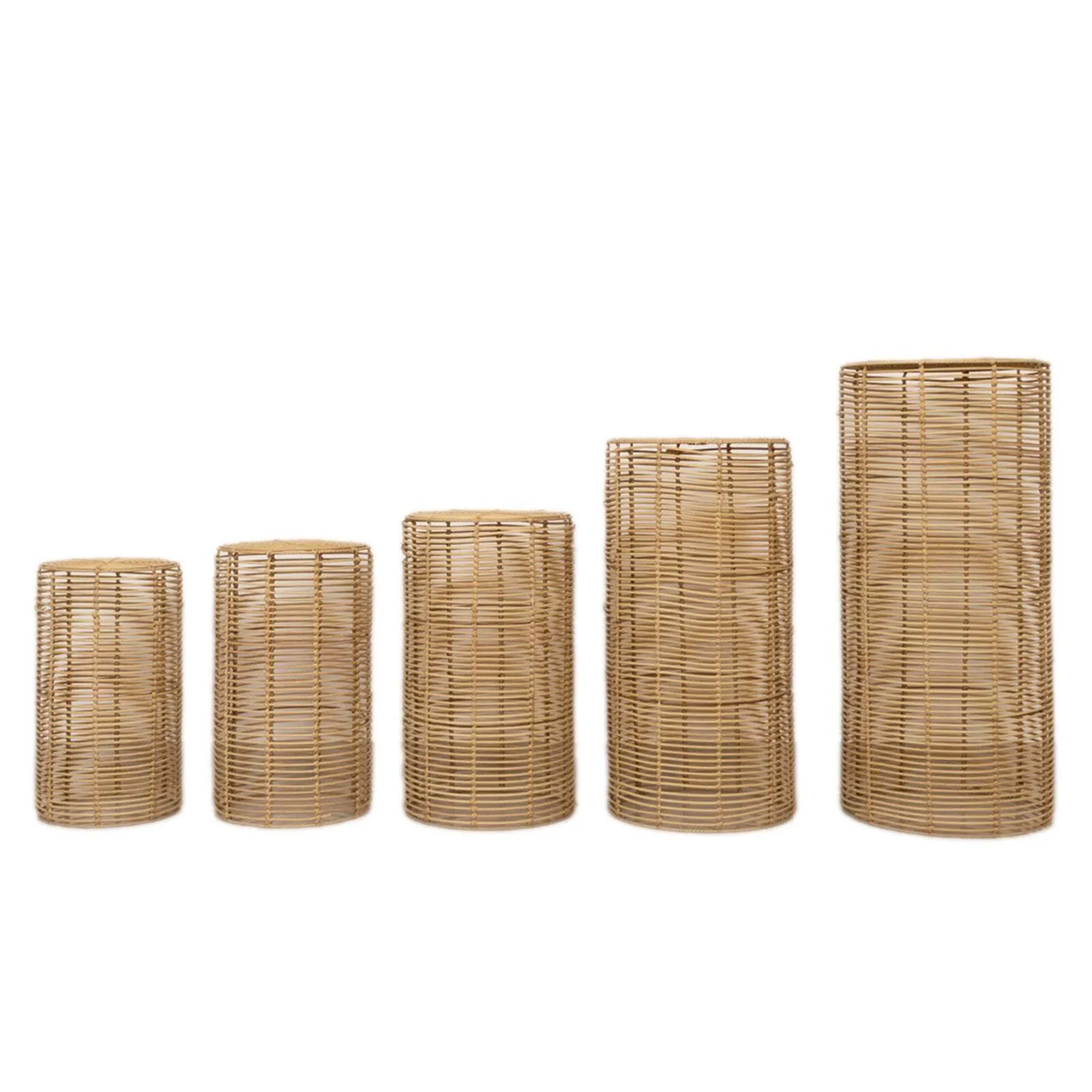  5 Natural Woven Rattan Wicker Pedestal Stands