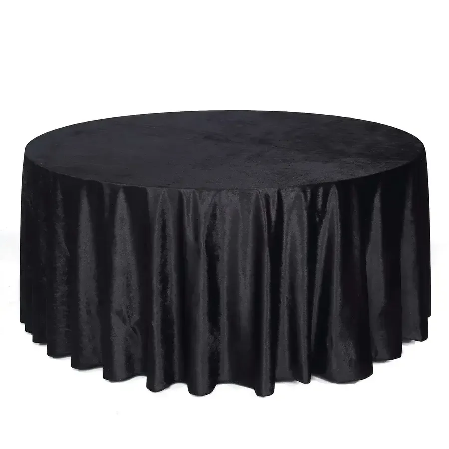 Black Velvet Round Tablecloth 120"