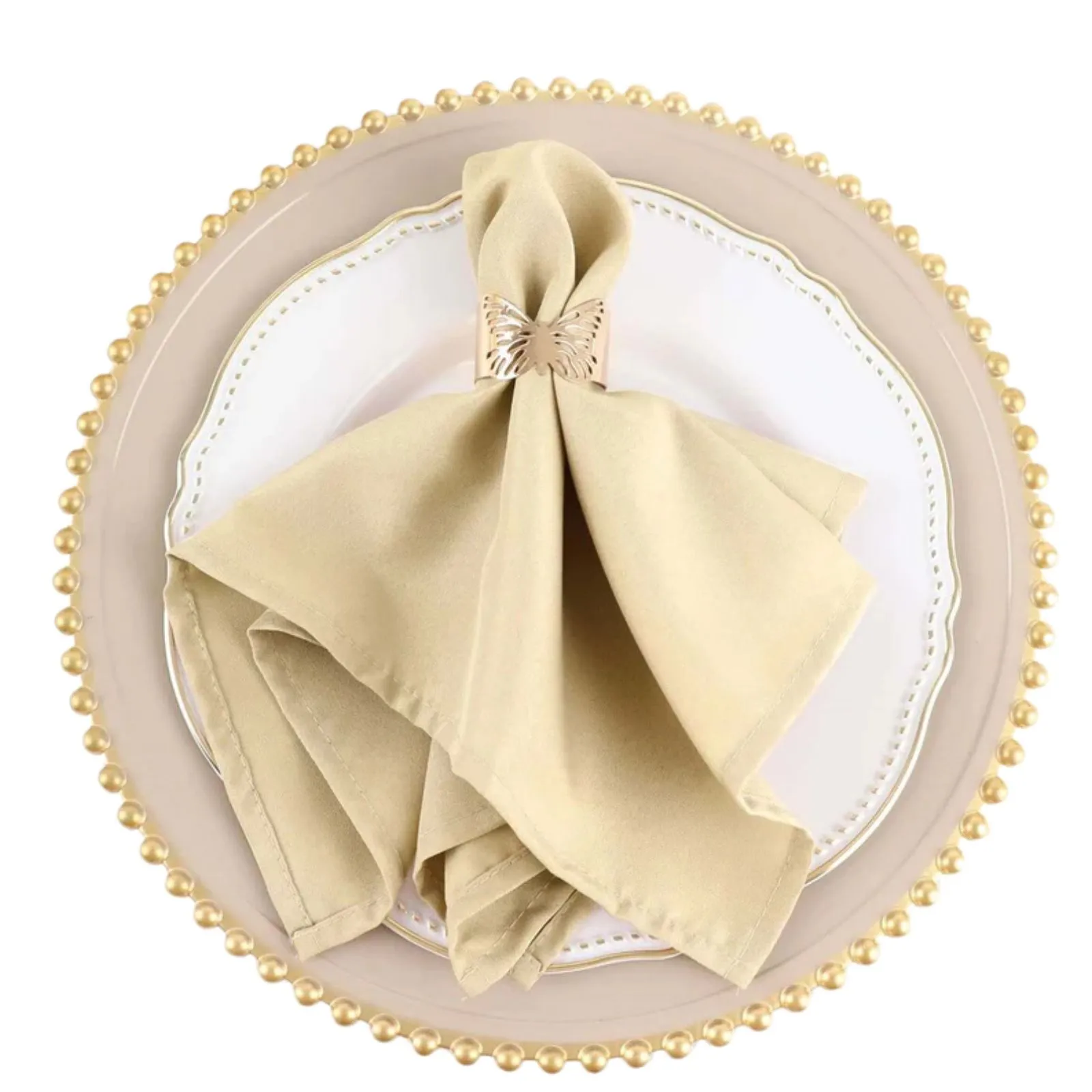 Beige Polyester Napkin 17"x17"