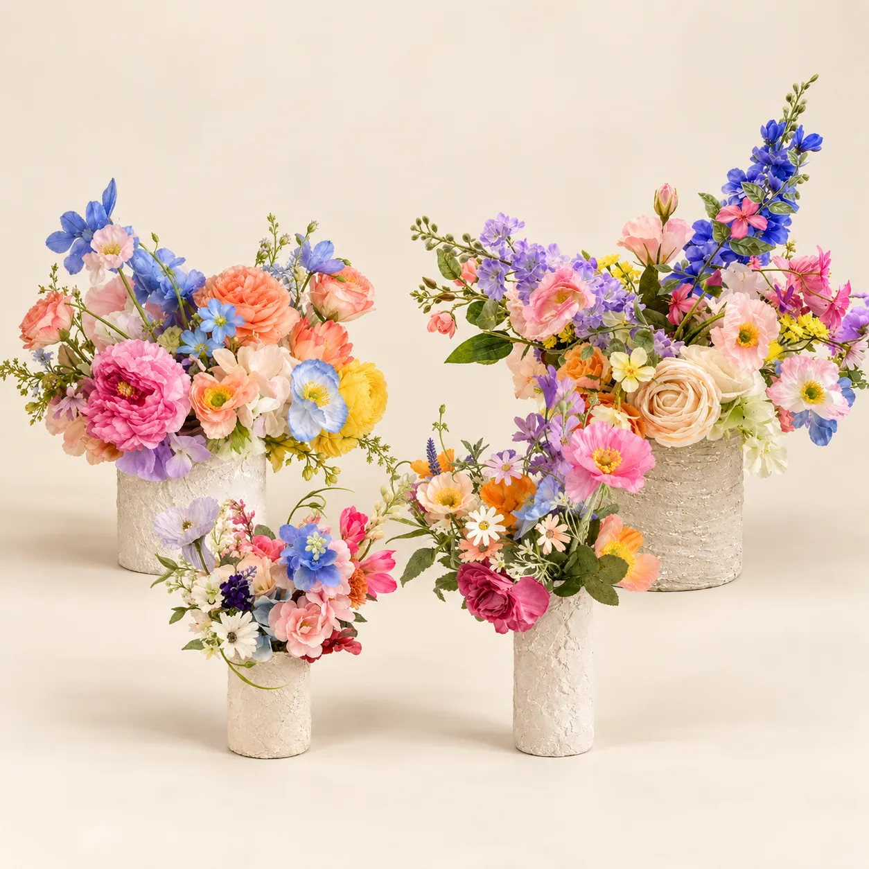 Wildflower Fields Medium Centerpiece (Off White Textured Pot)