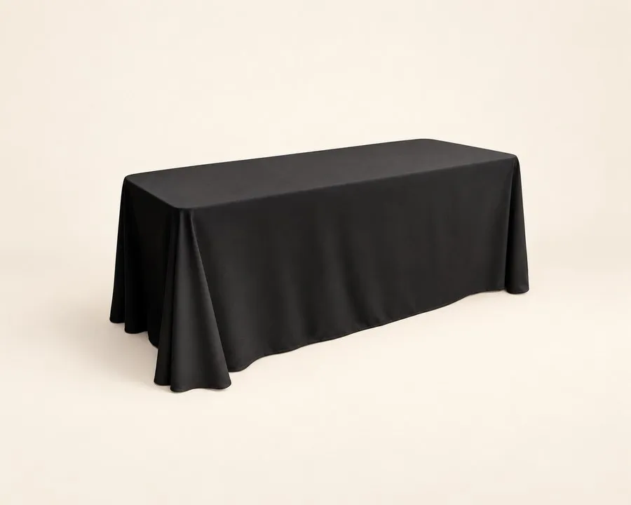 Black Polyester Rectangle Tablecloth 90"x132" (6ft table)