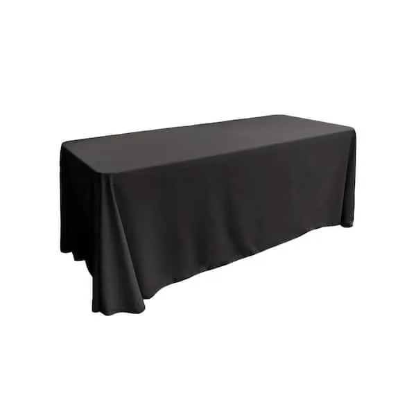 Black Polyester Rectangle Tablecloth 90"x132" (6ft table)
