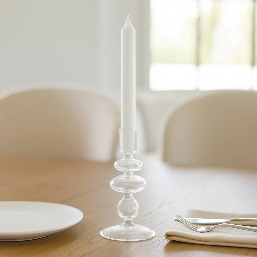 Clear Bubble Taper Candle Holder