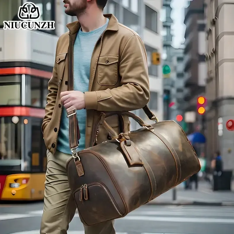 1pc Normal Scratch Print Top Layer Cowhide, Leather Tote Bag  (LAS)