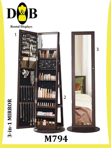 Lockable jewelry organizer with full length mirror (NASH)