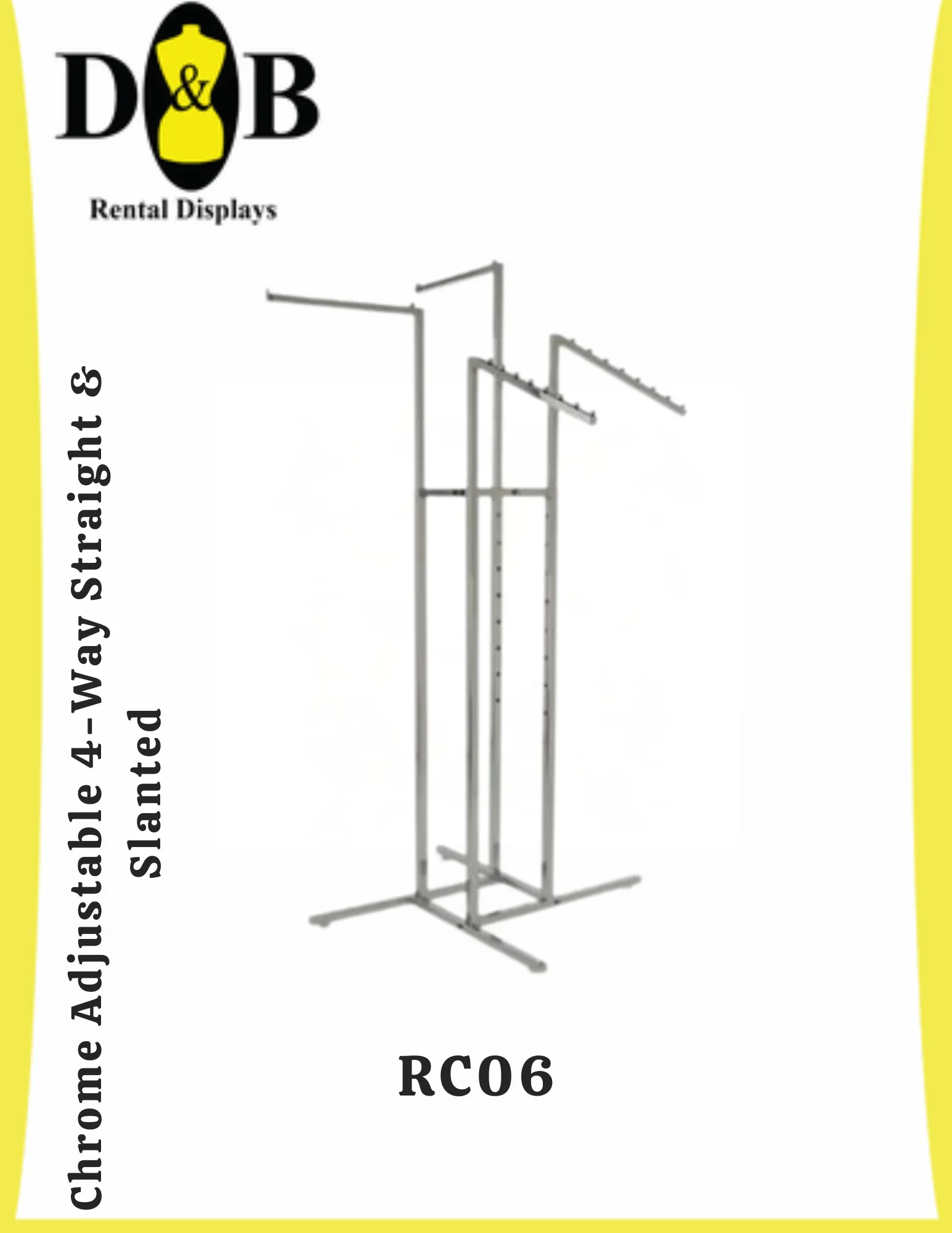 Chrome Adjustable 4-Way Straight & Slanted Blade Arm Rack (NYC)