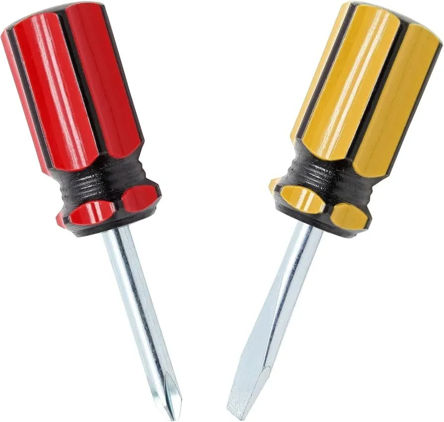 Waziaqoc 2PCS Short Phillips Head and Flathead Screwdrivers (LAS)