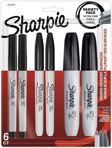 Sharpie Permanent Markers Variety Pack, Black, 6 Count (NYC)