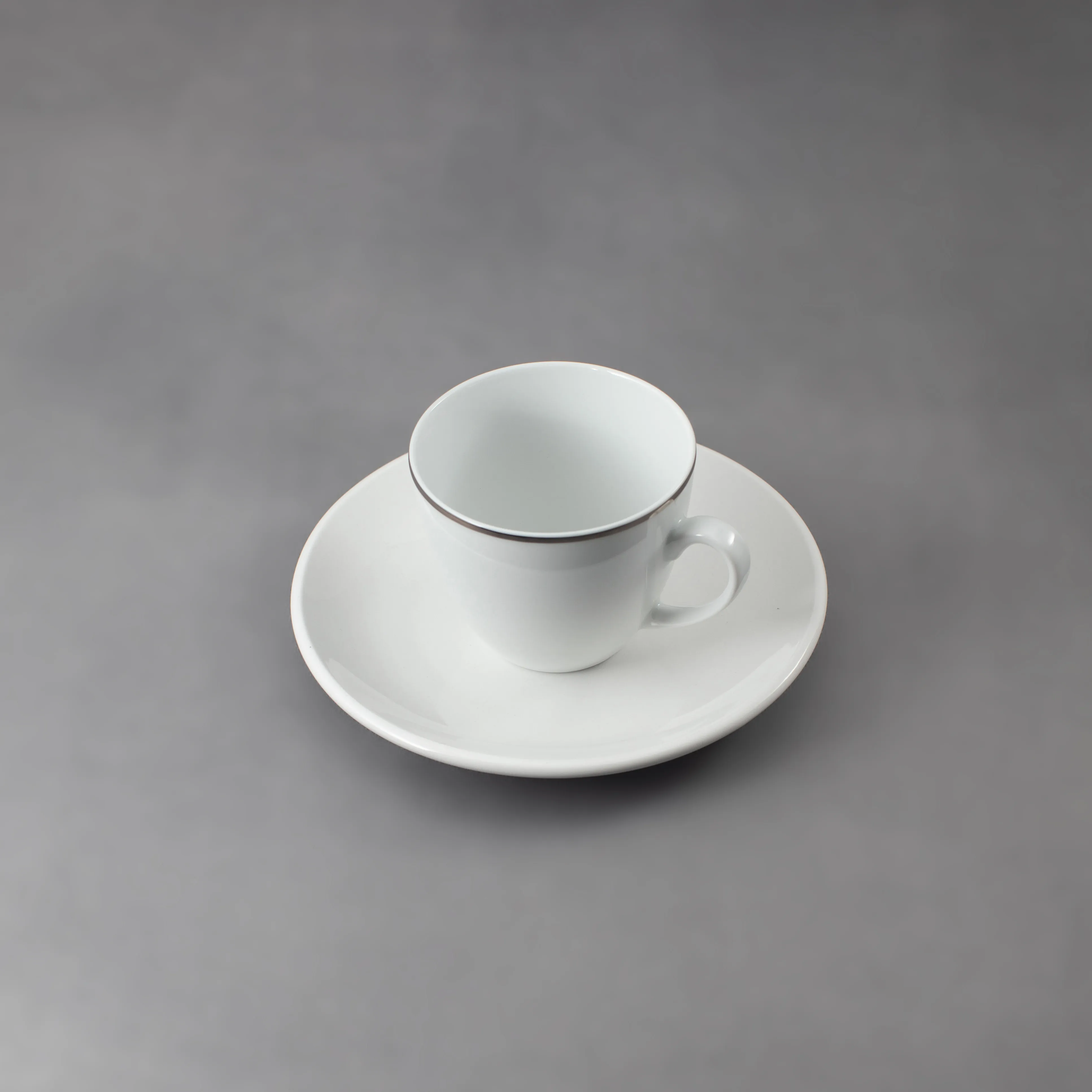 White Saucers & Teacup with Platinum Rim
