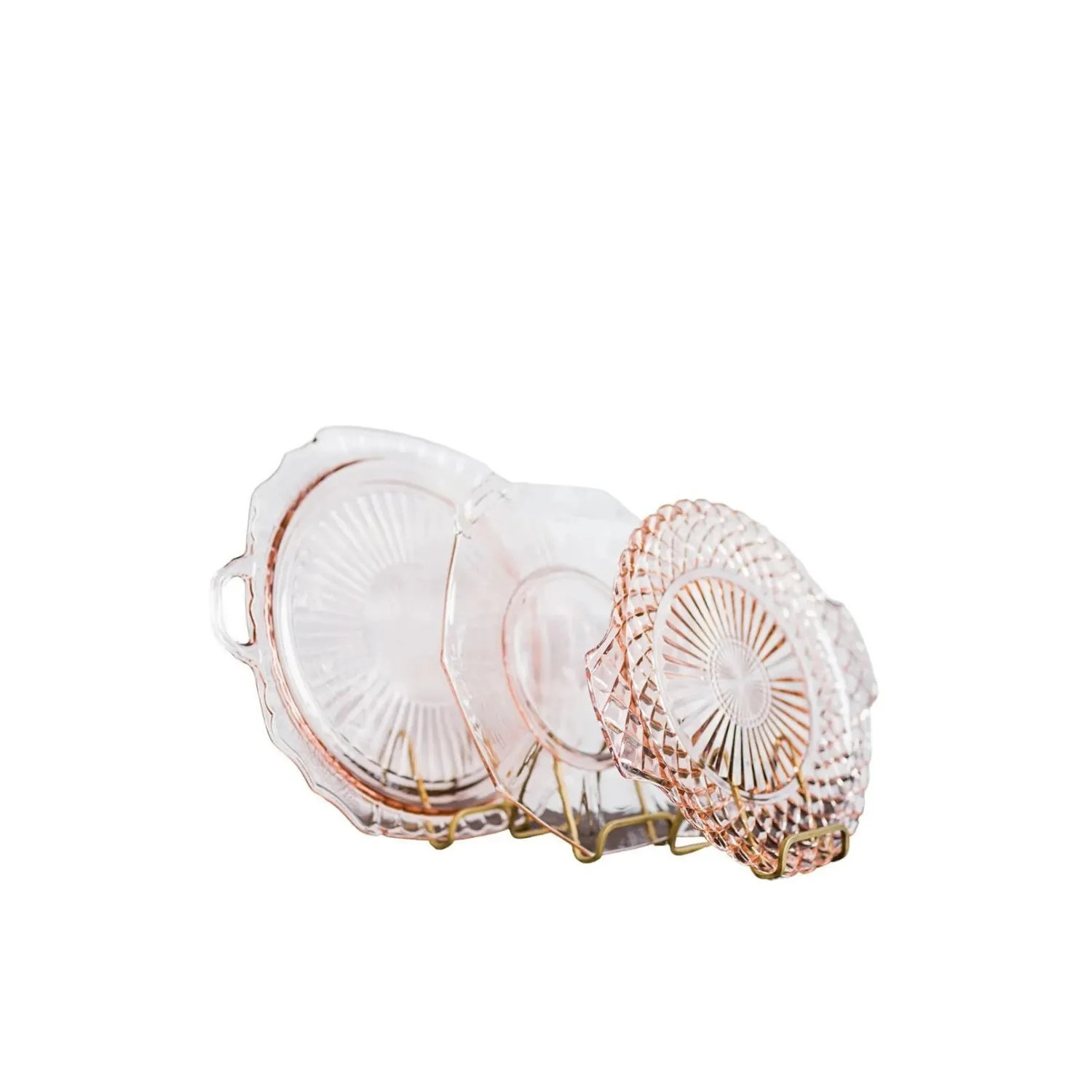 Assorted Pink Glass Serving Plates