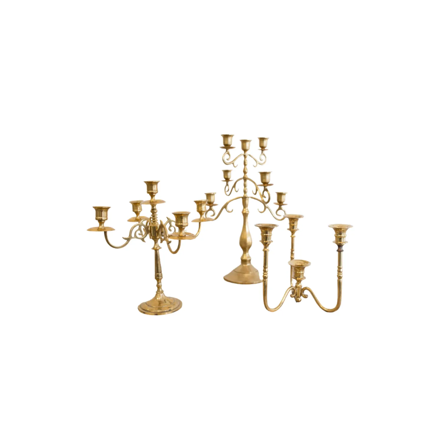 Brass Candelabras, Assorted