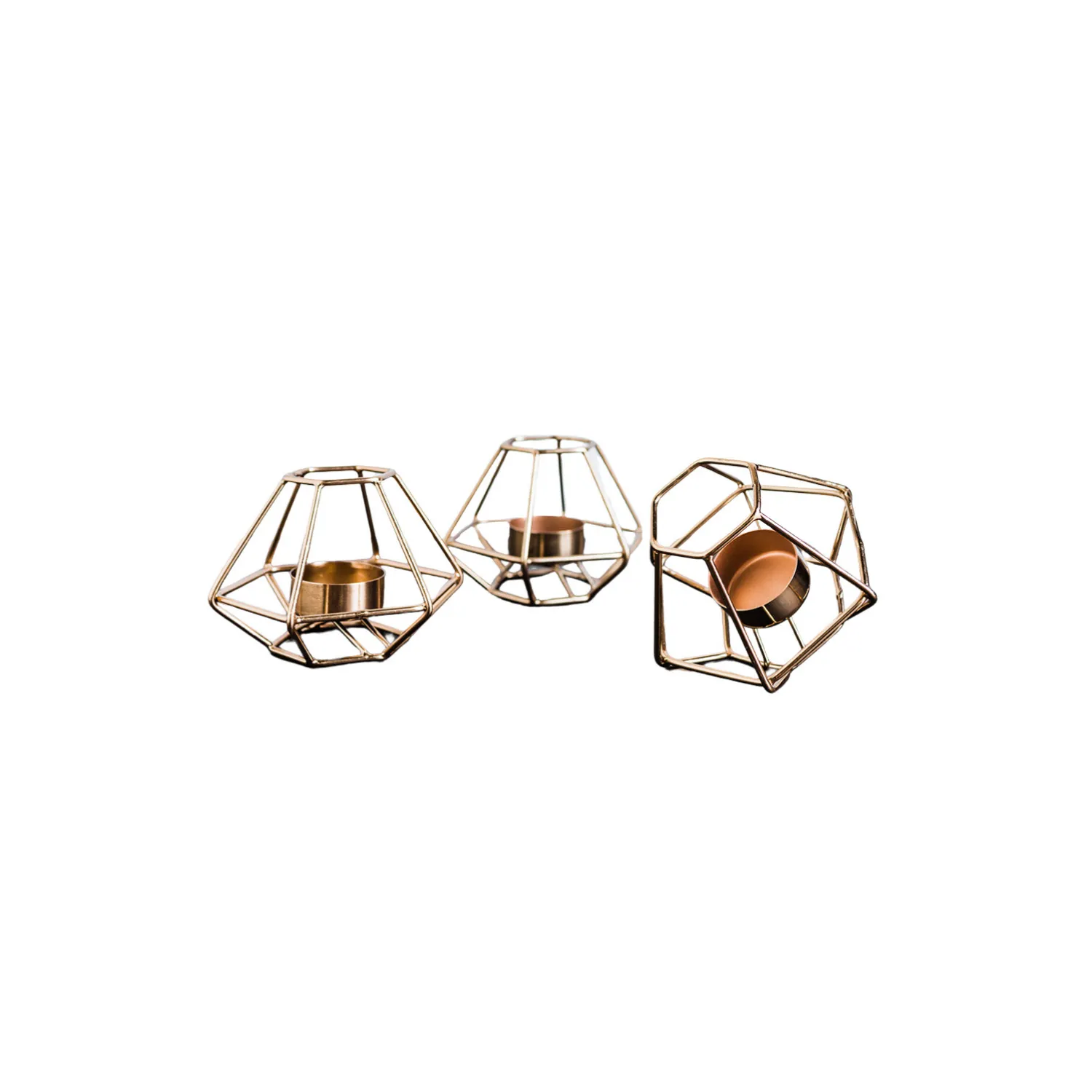 Copper Geo Tea Light Holders