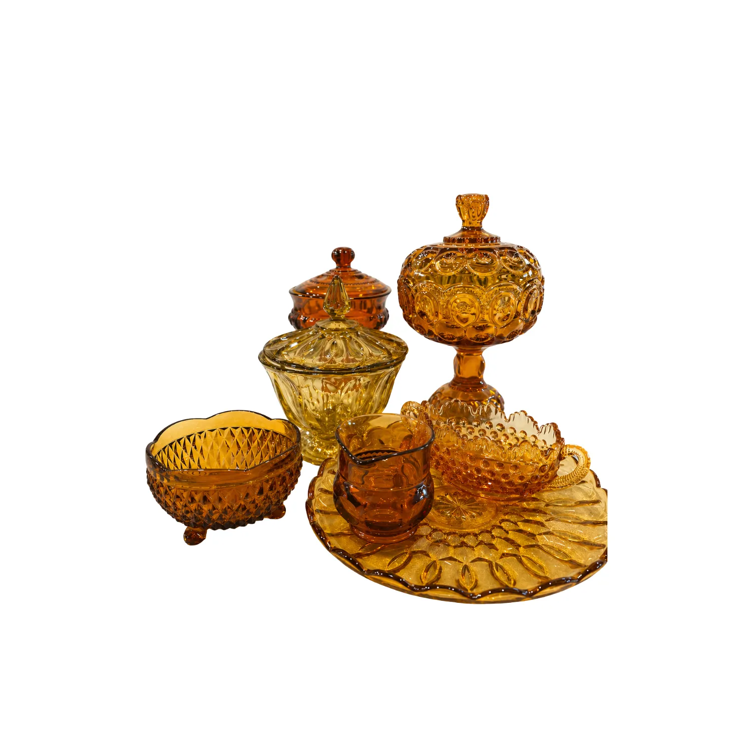 Assorted Amber Serving Pieces