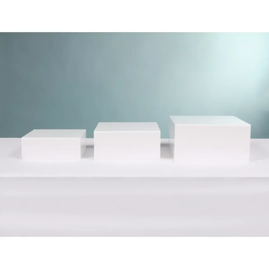 White Acrylic Cube Table Riser Set of 3