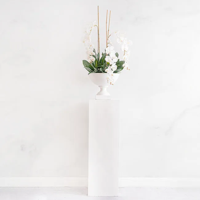 White Fibreglass Plinth Square Gloss Large