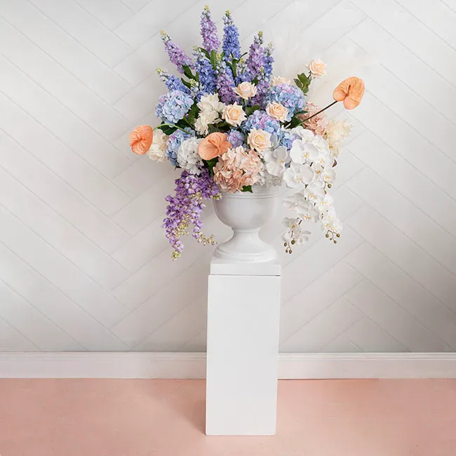 White Fibreglass Plinth Square Gloss Small