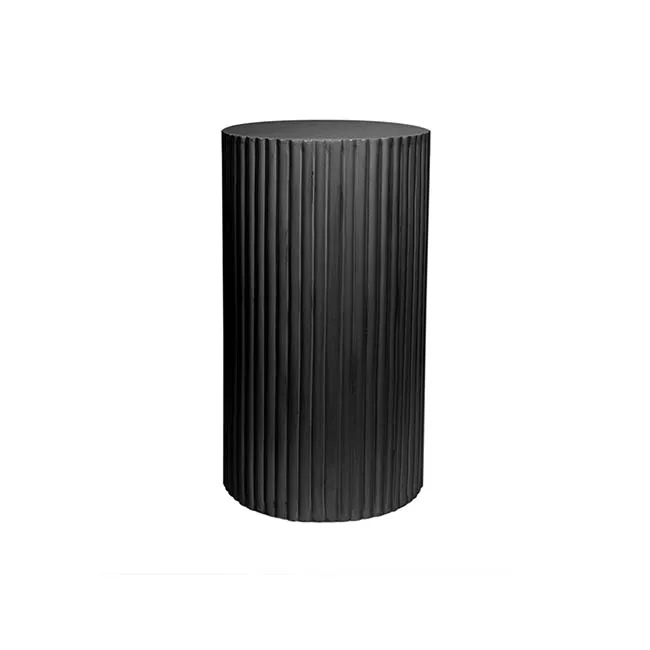 Fibreglass Ripple Plinth Round Matte Black Small