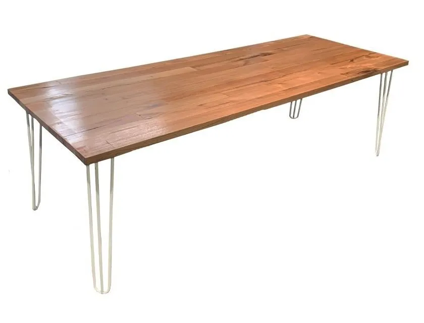 Wooden Hairpin Table - White Legs