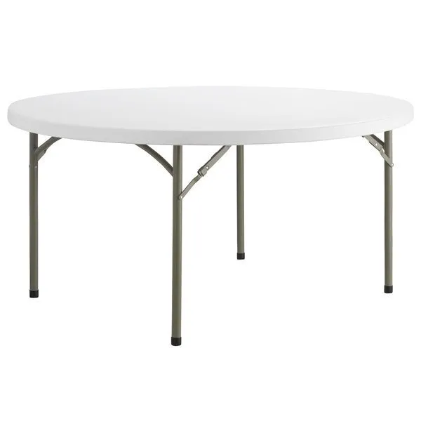 60" White Plastic Round Table