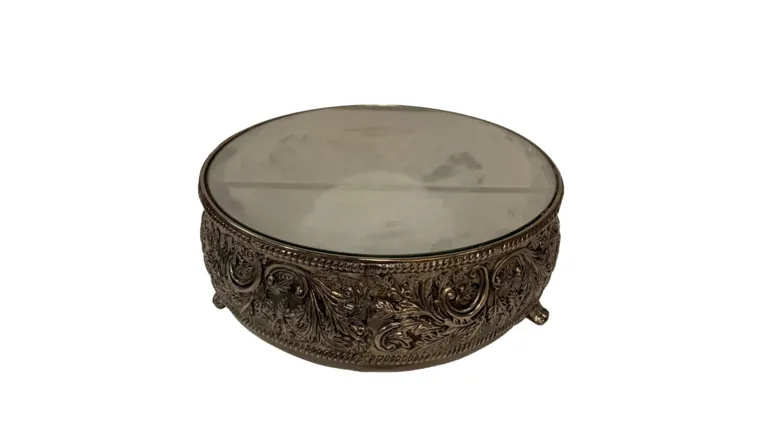 Silver Cake Pedestal with Mirrored Top